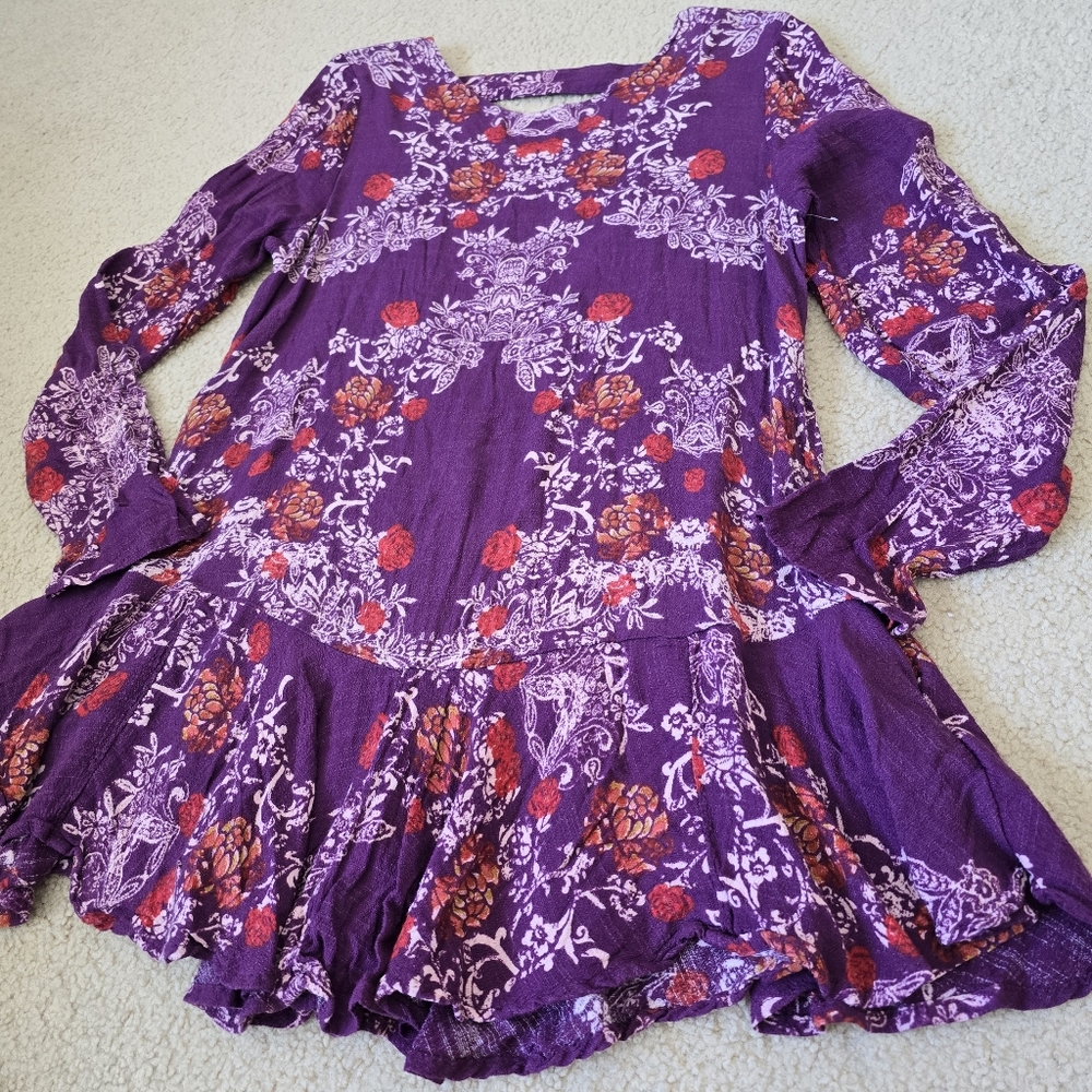 Free People Smooth Talker Plumberry Combo Printed Tunic Size Large - Picture 4 of 10